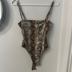 Snake print spaghetti strap bodysuit